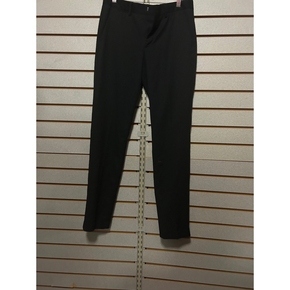Express Innovator Mens Black Wool Blend Slim Fit Dress Pants 28x32 Flat Front